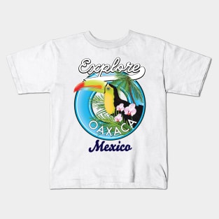 explore Oaxaca mexico travel logo Kids T-Shirt